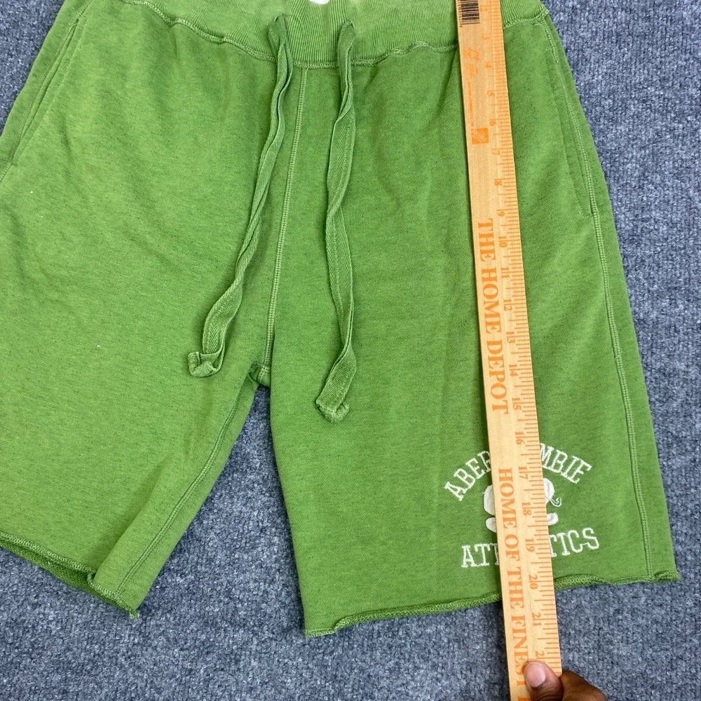 Abercrombie & Fitch Mens Y2K Sweat Shorts Green French Terry Raw Hem Large